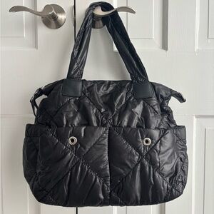 Sondra Roberts Shiny Black Quilted Baby/Every Day Bag
